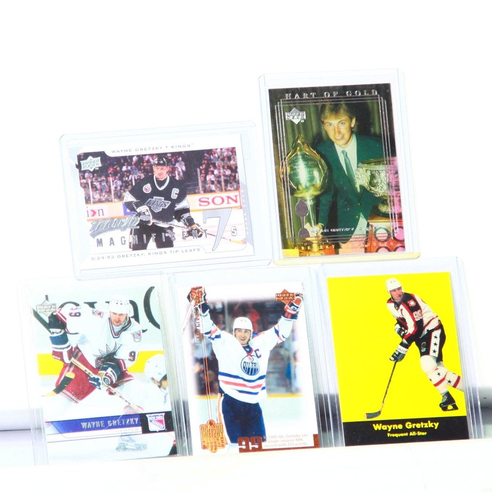 5 Wayne Gretzky Hockey Cards - 2 Oilers, All-Star, Rangers & Kings!